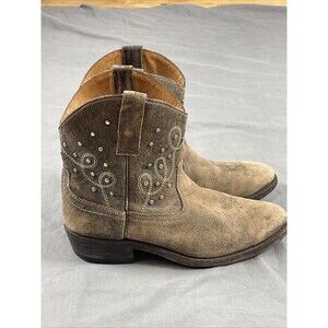 Miz Mooz Cozumel Western Boots Women's 7 Distressed Leather Studded Pull-On